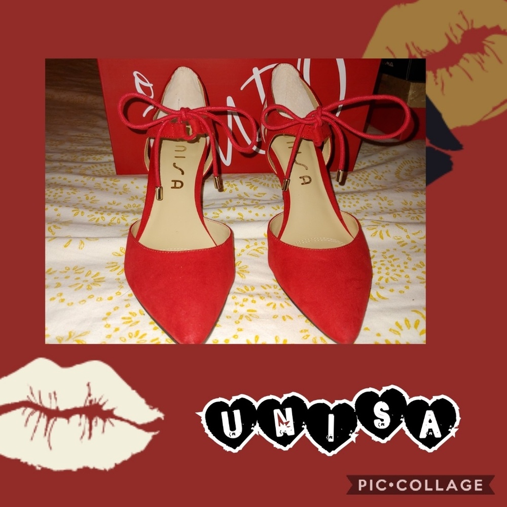 🎉 Unisa Red Suede Heels